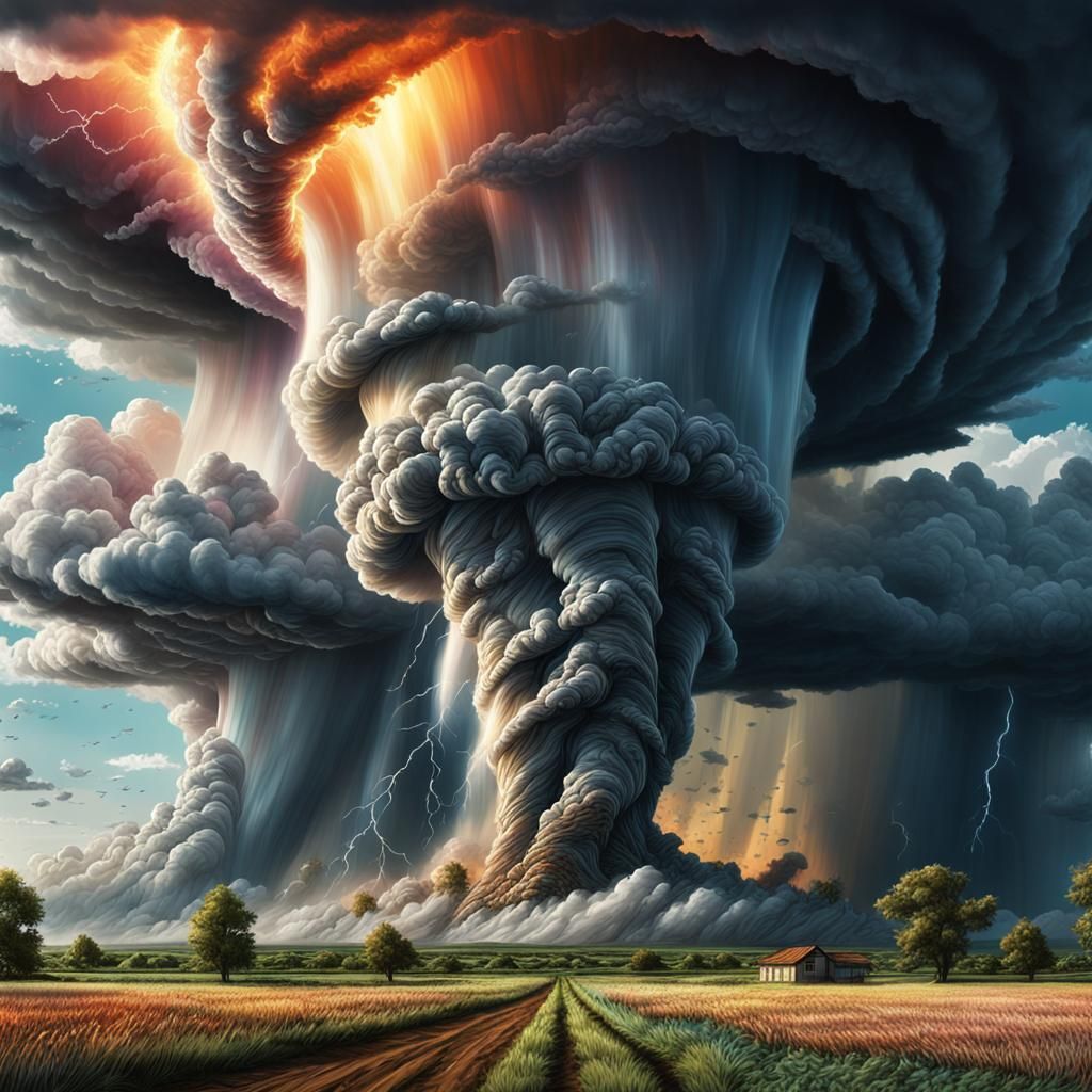 A very beautiful, large tornado phenomenon