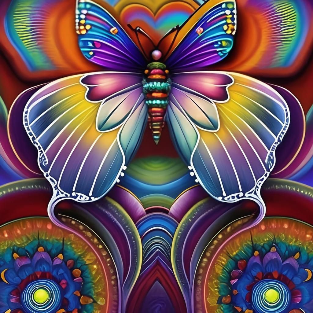 Rainbow Butterflies on Flowers: Macro Photography