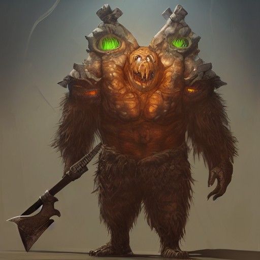 Cube Head Monster Knight with Giant Sword