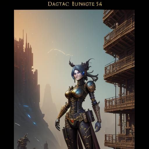 Steampunk Robot Woman Automata in Detailed Matte Painting