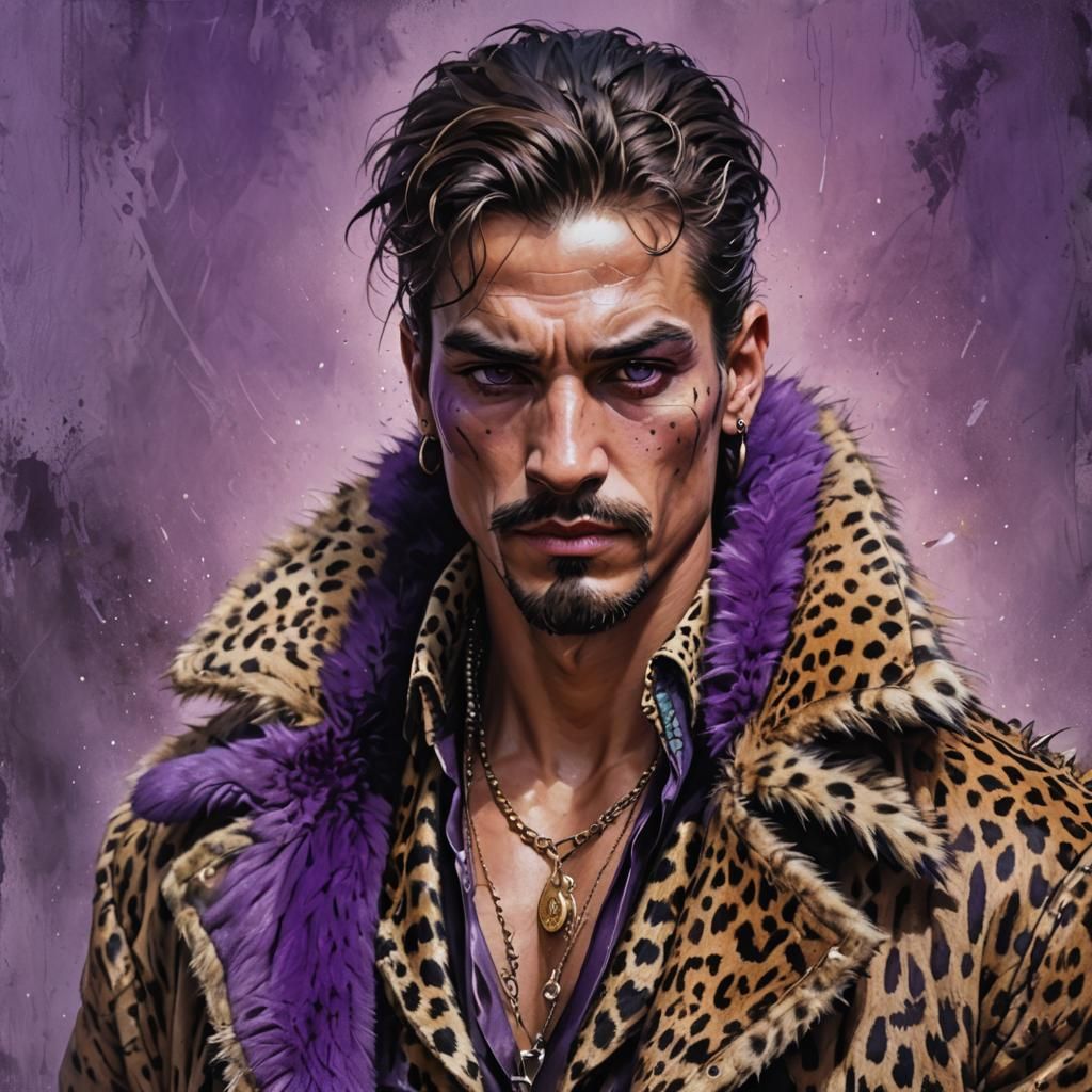 Post-Apocalyptic Pimp in Acrylic Painting Style