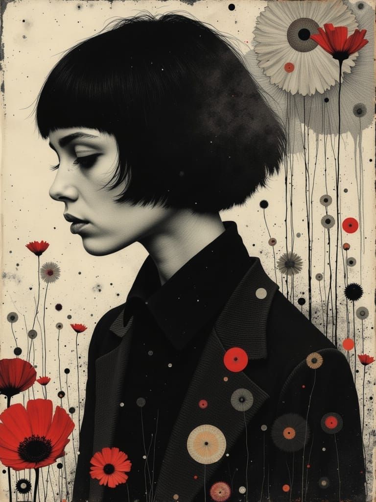 Darkwave Dreamer in Floralcore Style