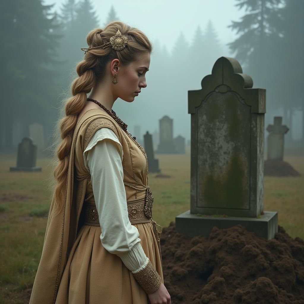 Latvian Death Goddess in Eerie, Mystical Setting