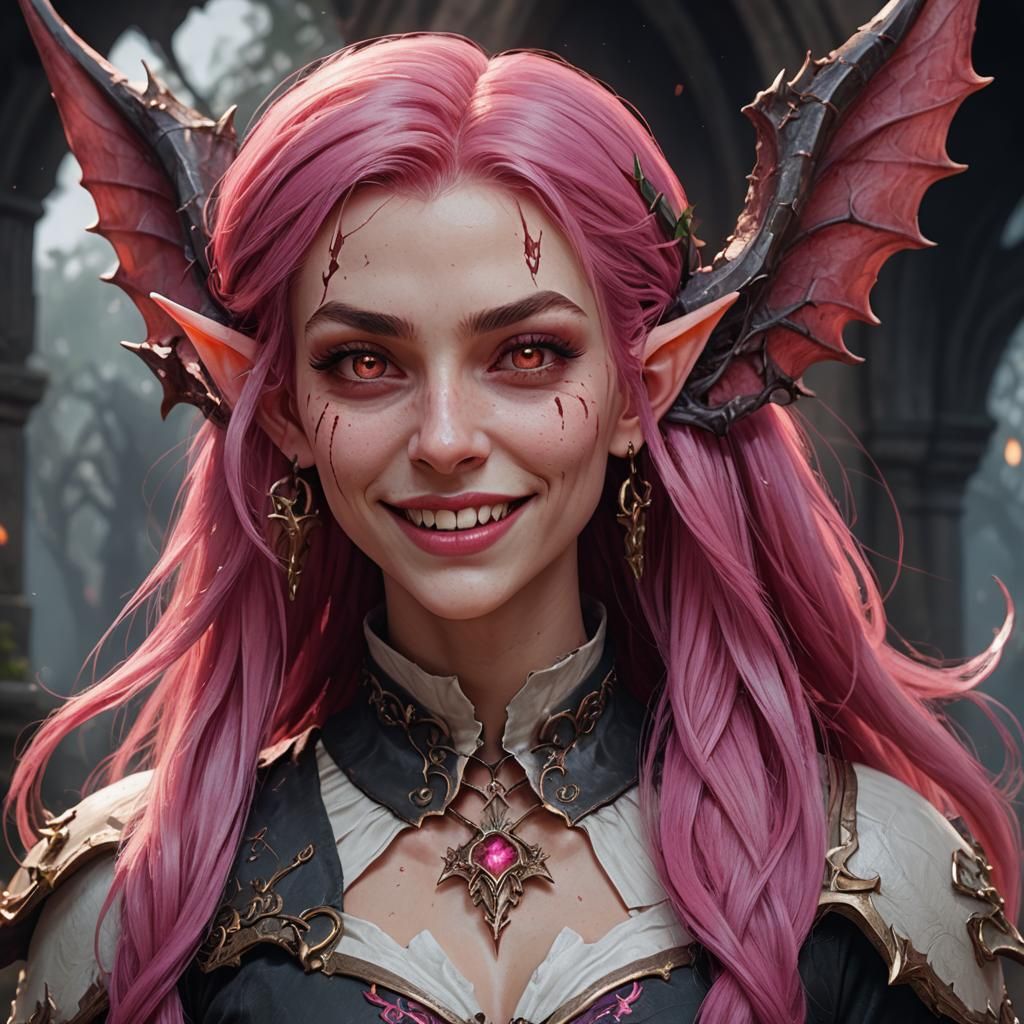 Girl with Vampire Teeth and Elf Ears