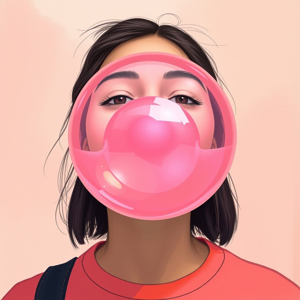 Carefree Whimsy: A Joyful Bubble Gum Moment