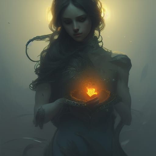 Golden Heart Dark Fantasy Concept Art