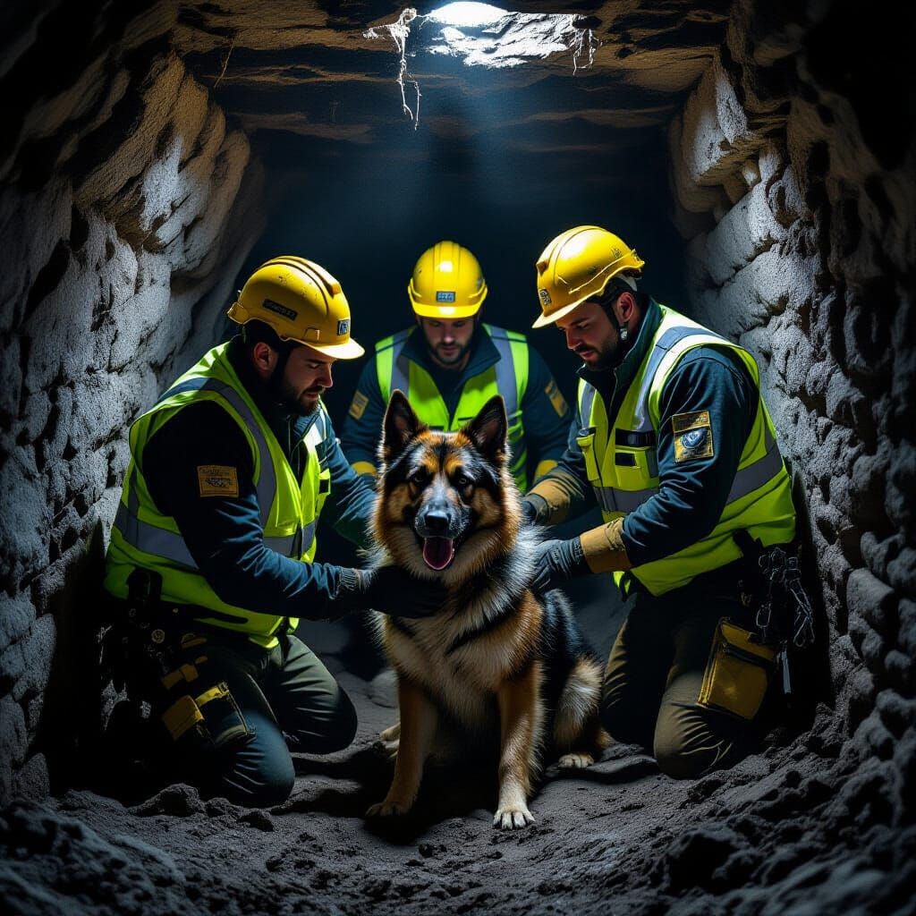 Rescuers Save German Shepherd From Dark Basement