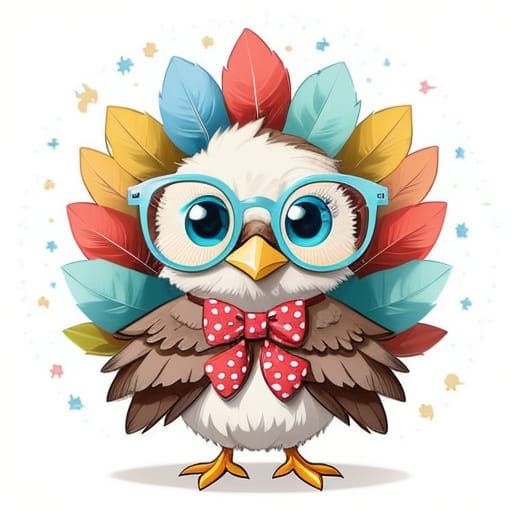 Cute Baby Turkey Sticker Design in Vector Art Style