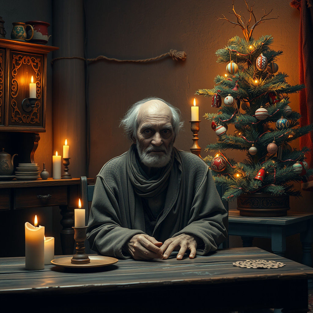 Heartwarming Christmas Scene in Matte Painting Style