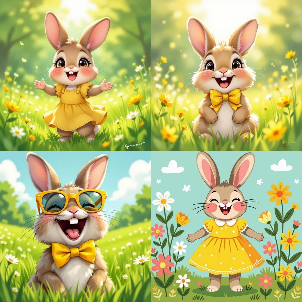 Cute Anthropomorphic Laughing Rabbit