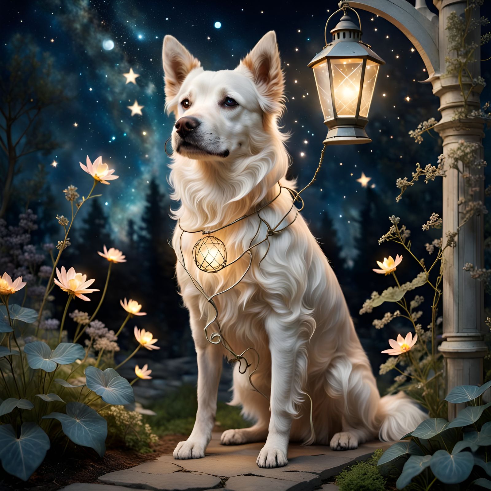 Dog Keeper of Celestial Lantern in Starry Garden
