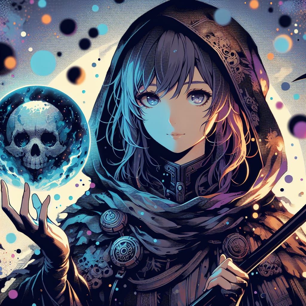 Anime Grim Reaper with Spectral Orb in 8k