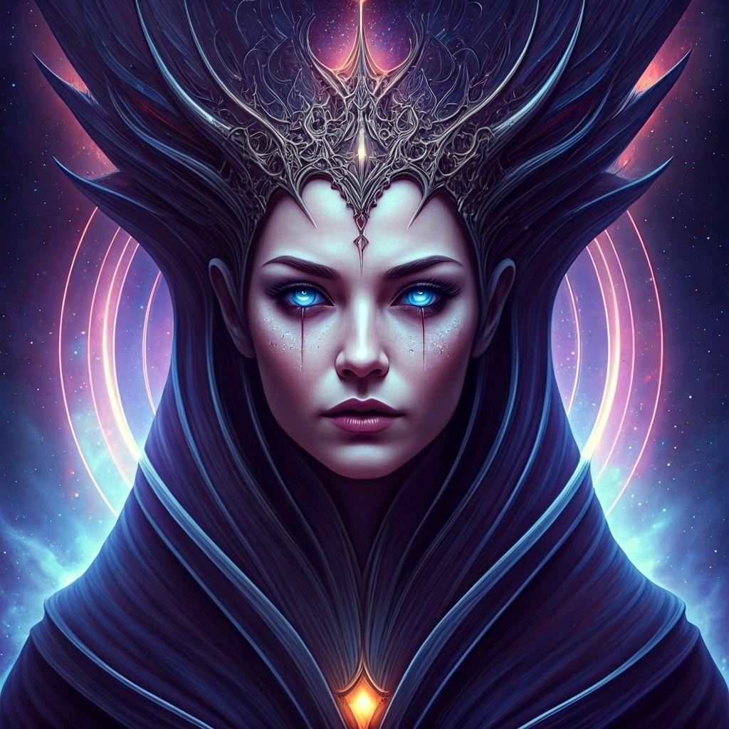 Celestial Queen with Nebula Crown in Cosmic Storm