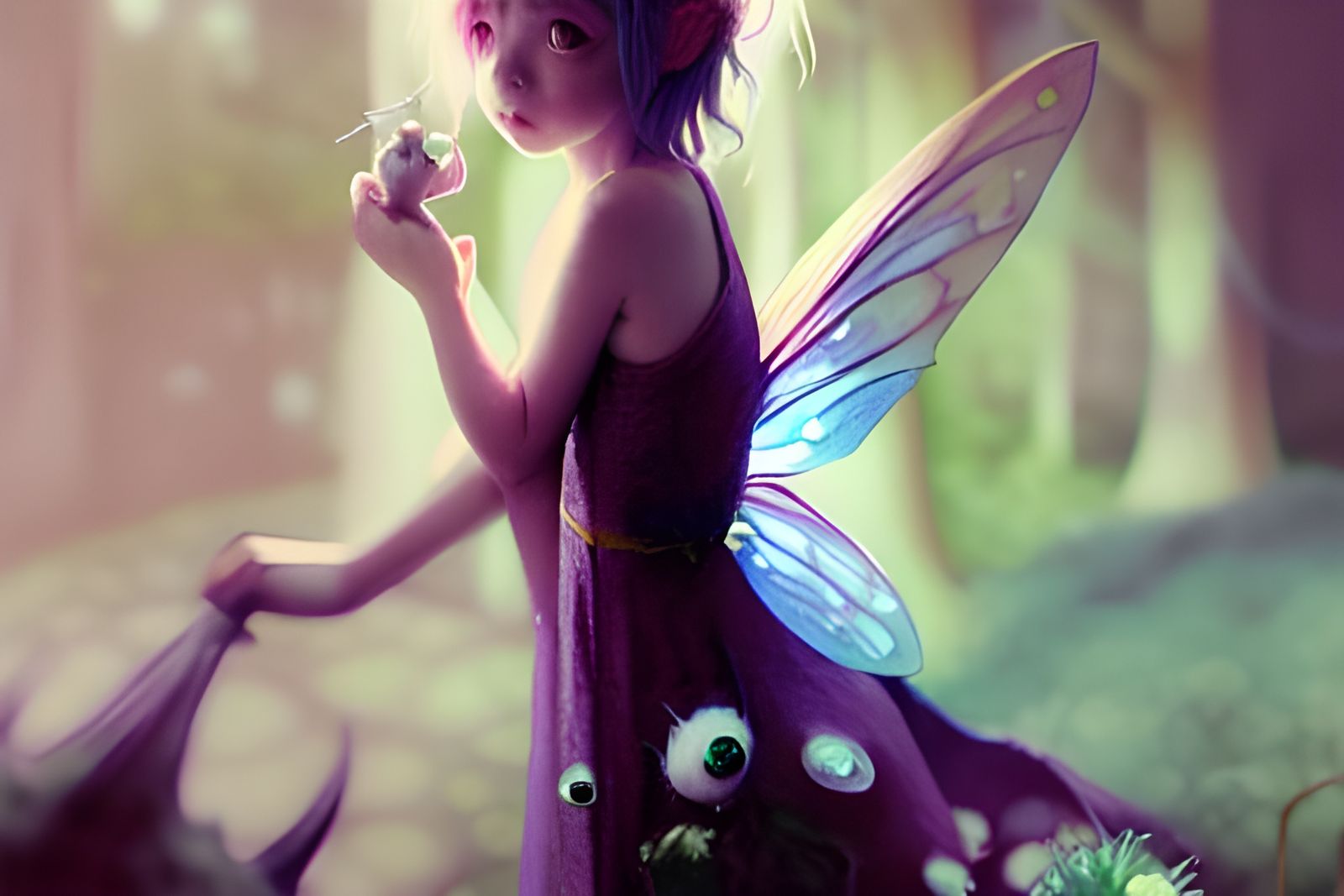 Photorealistic Fairy in Rococo Dress: Anime-Inspired Concept...