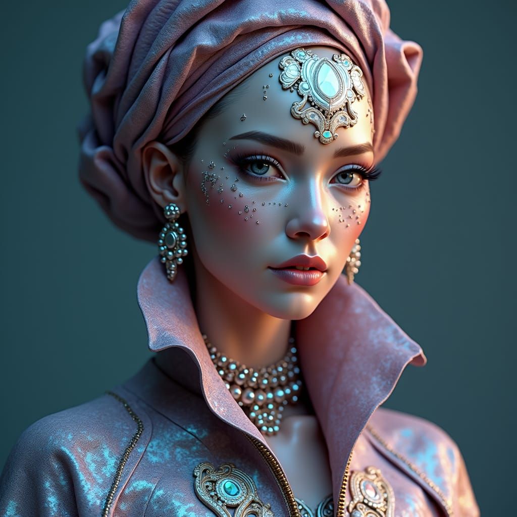 Opulent Woman Portrait in Digital Matte Painting Style