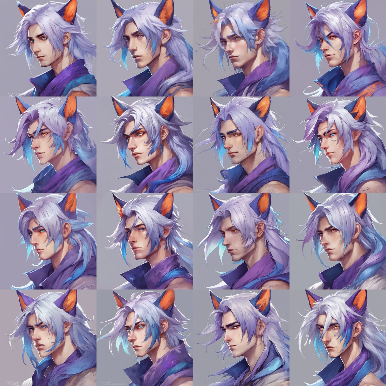 Ethereal Kitsune Hybrid Portrait in Art Nouveau Style