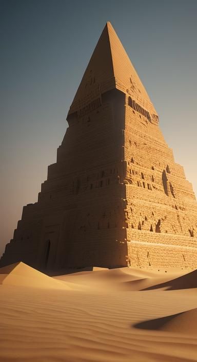 Egyptian Pyramids in Golden Light: 3D Rendering