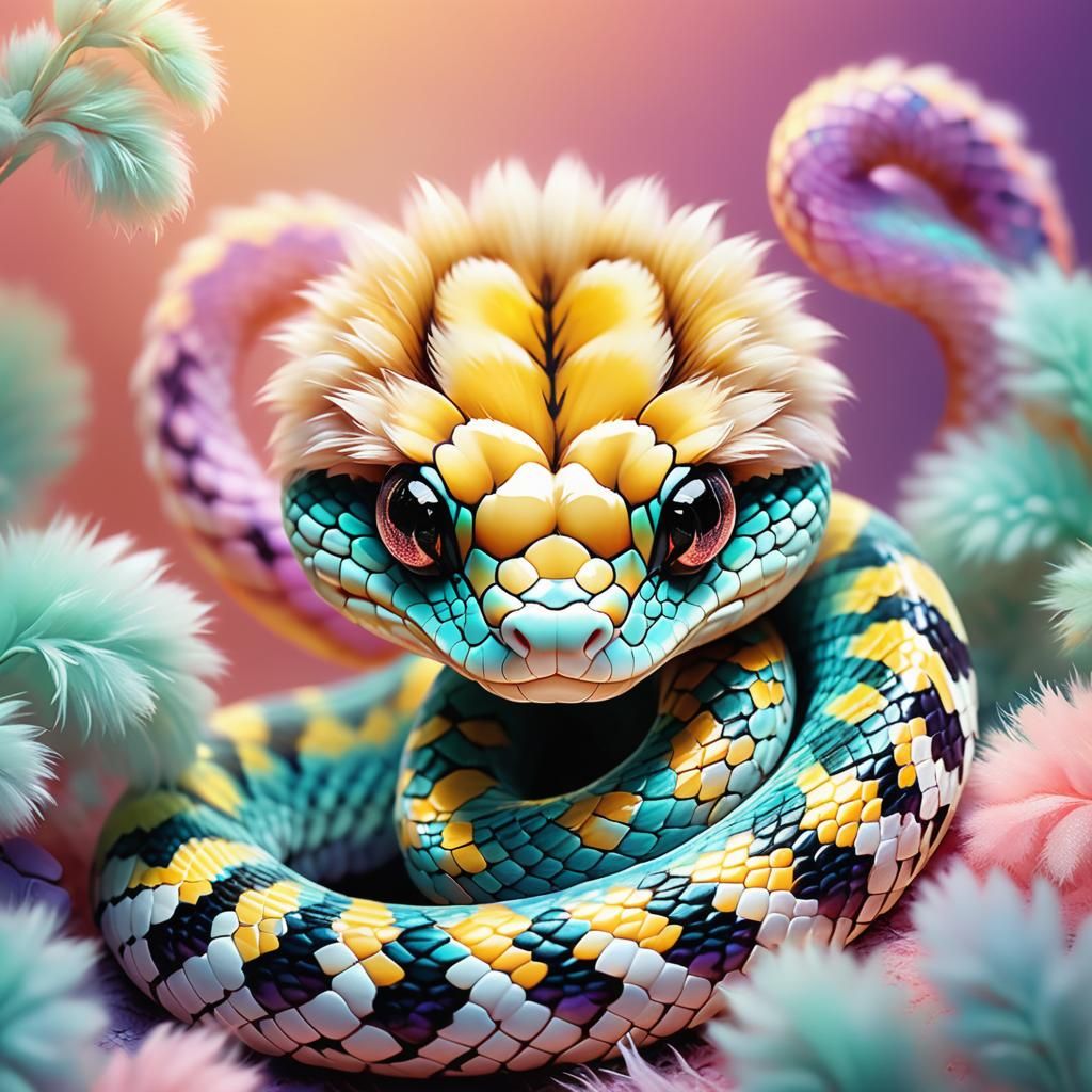 Adorable Fuzzy Baby Snake Portrait