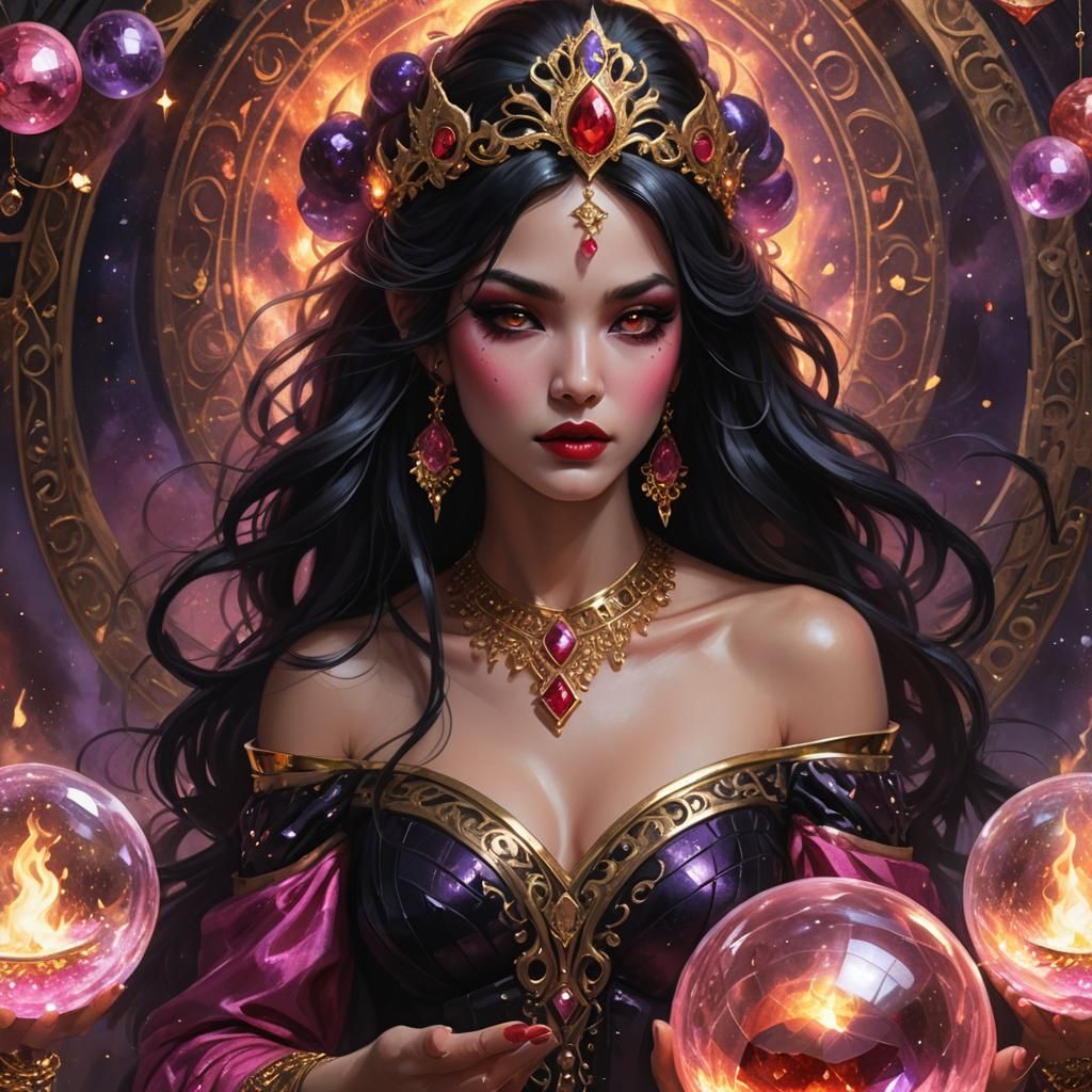 Mystical Goddess Portrait in Art Nouveau Style