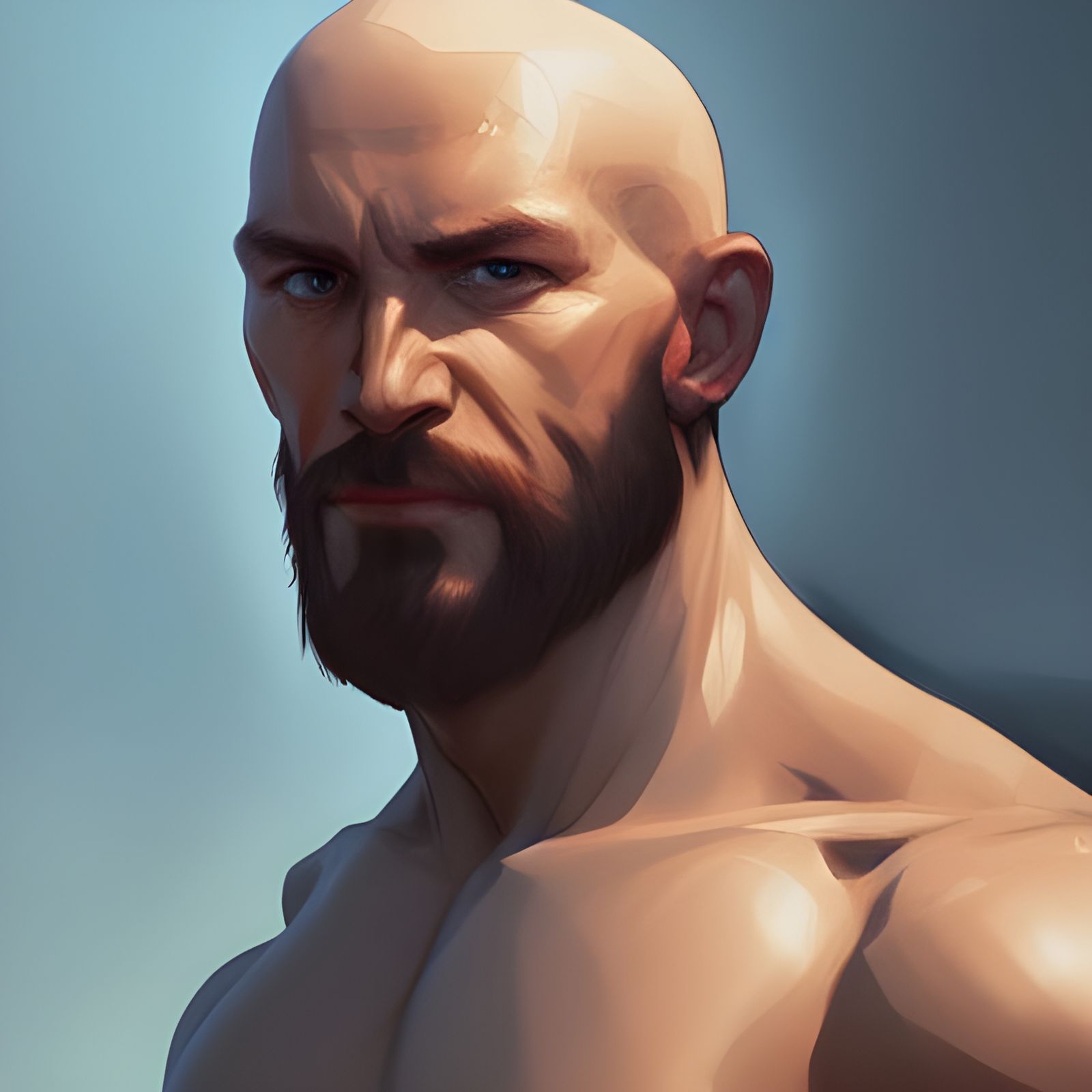 Detailed Portrait of Muscular Man in Splash Art Style