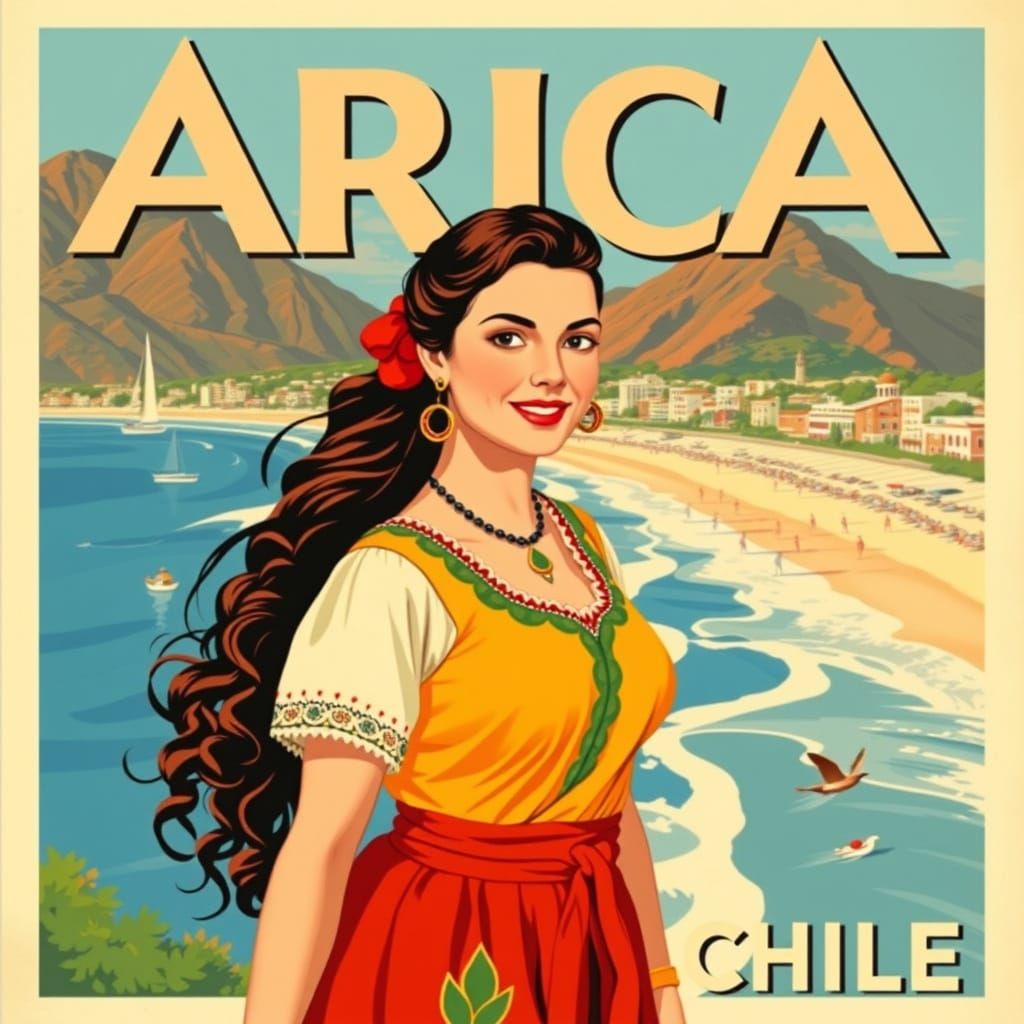 Vintage Travel Poster of Arica, Chile
