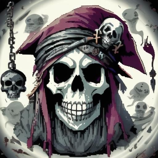 Ghost Skull Pirate in Pixel Art Anime Style