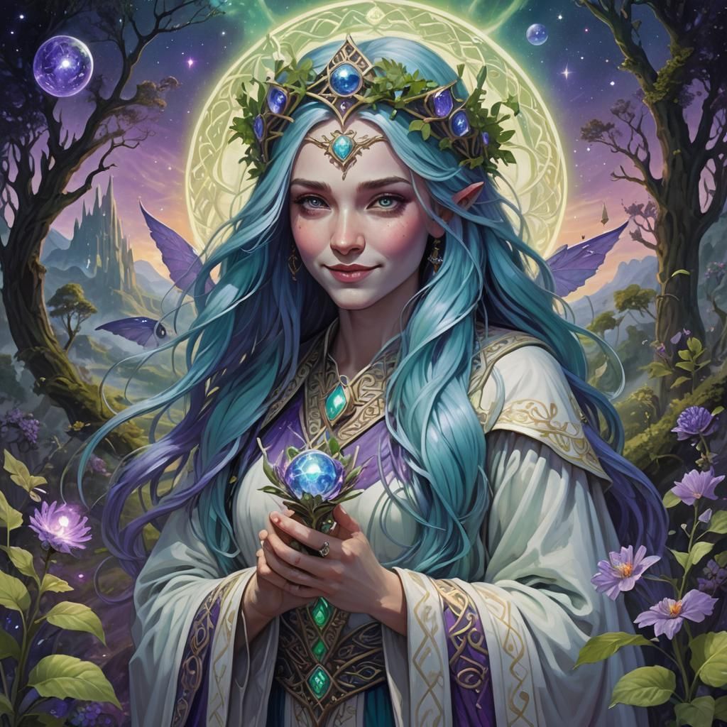 Galactic Woman with Scepter on Alien Planet