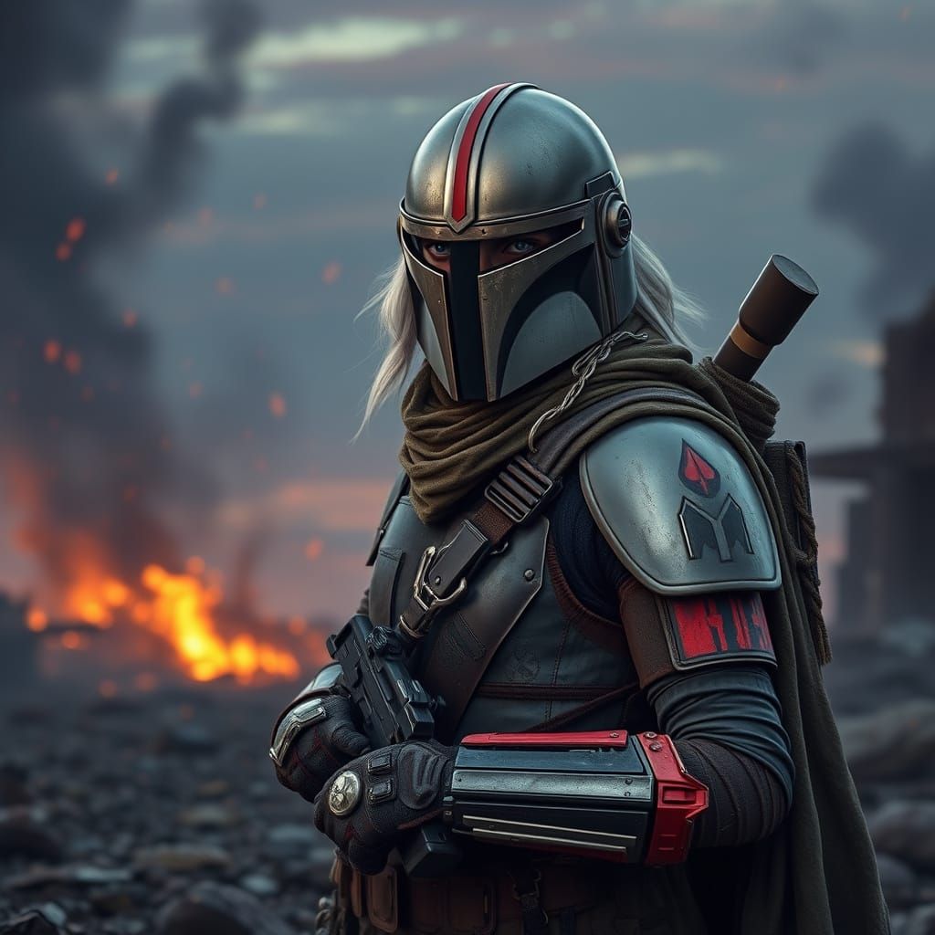 Resilient Mandalorian Warrior in Battle