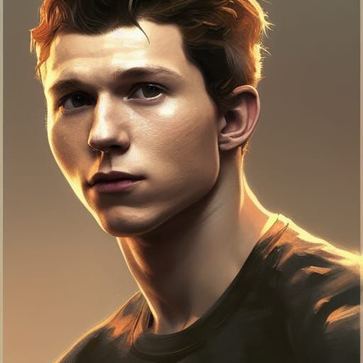 Tom Holland Portrait in Art Nouveau Style