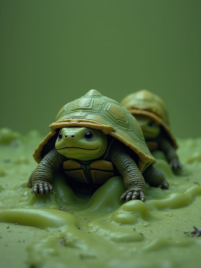 Ninja Turtles in Ooze, Dystopian Landscape Style