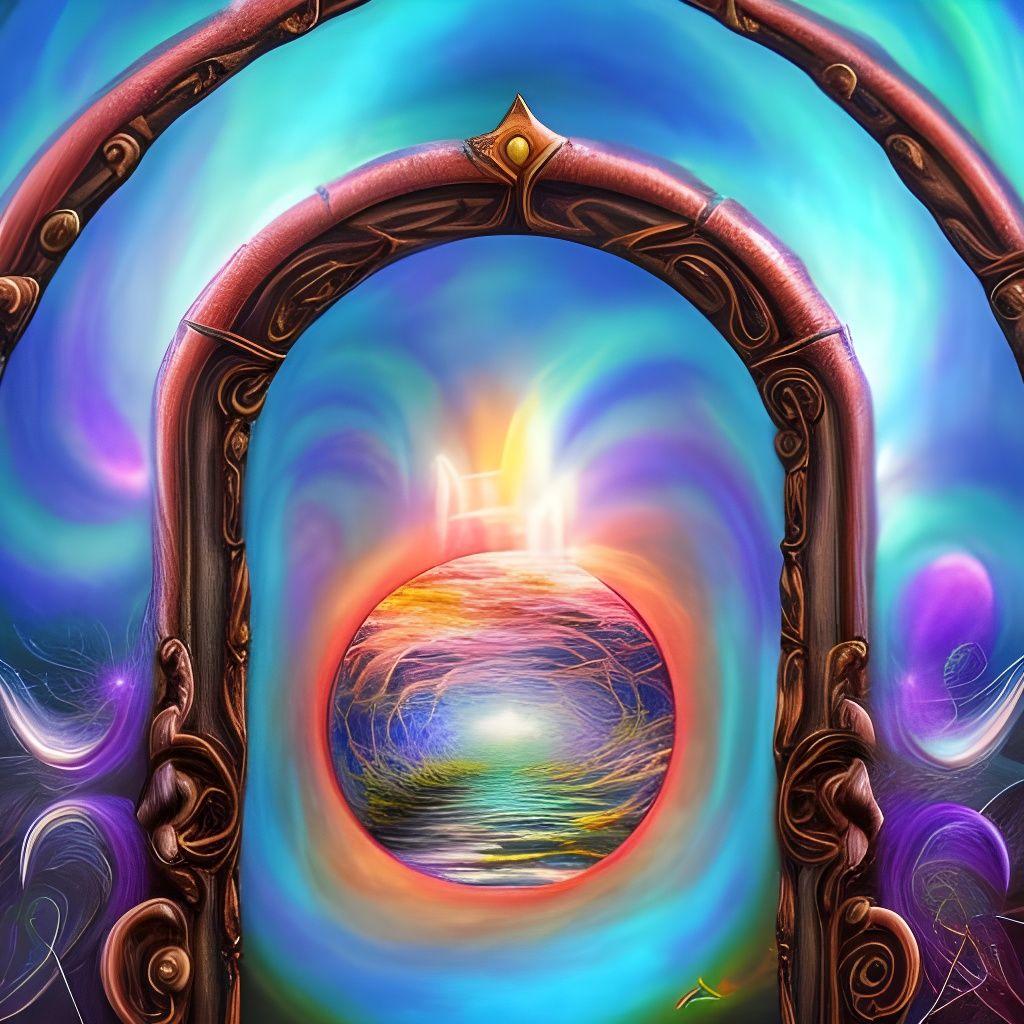 Metaphysical Portal in Romantic Fantasy Style