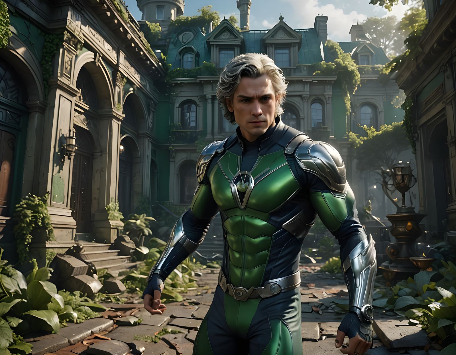 Quicksilver in Avengers Mansion as Matte Painting