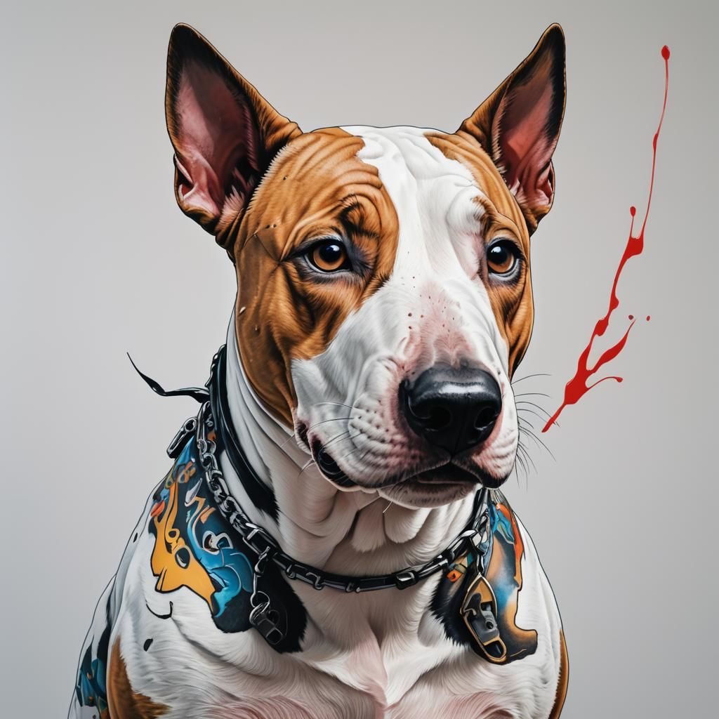 Bull Terrier in New School Tattoo Style