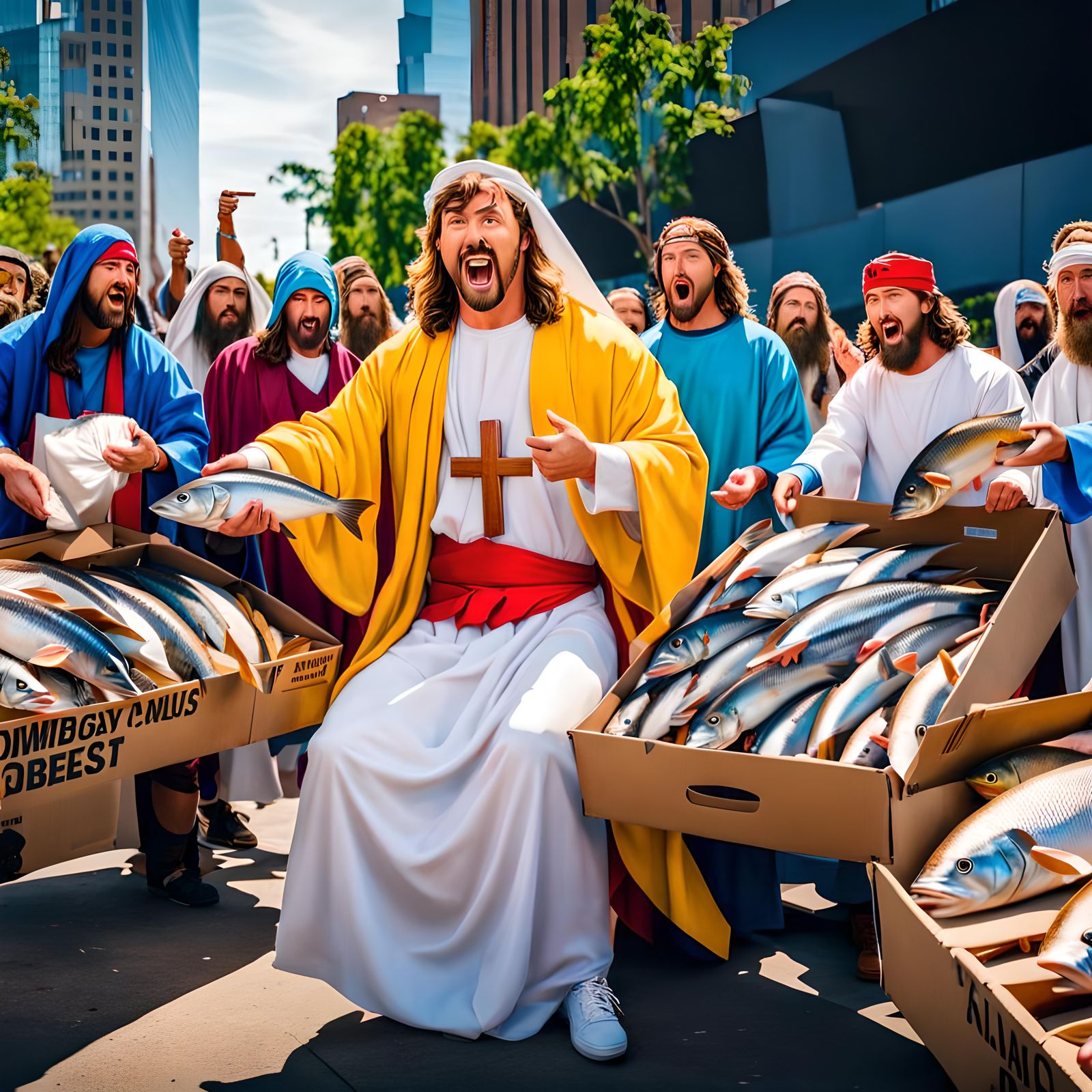 Mr. Beast as Jesus Donates Fish: Humorous Thumbnail