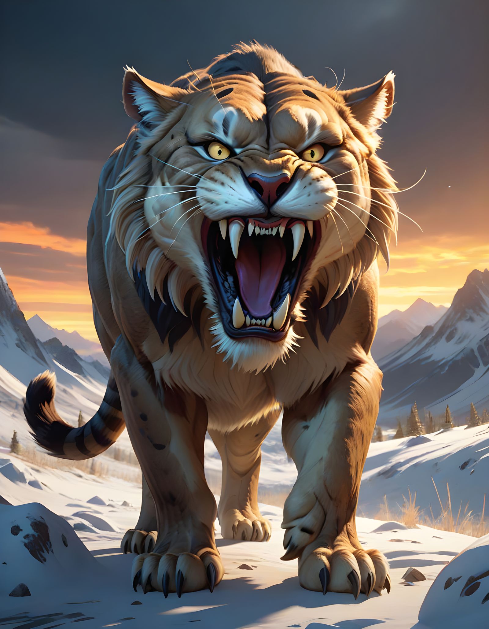 Snarling Saber-Toothed Cat Concept Art