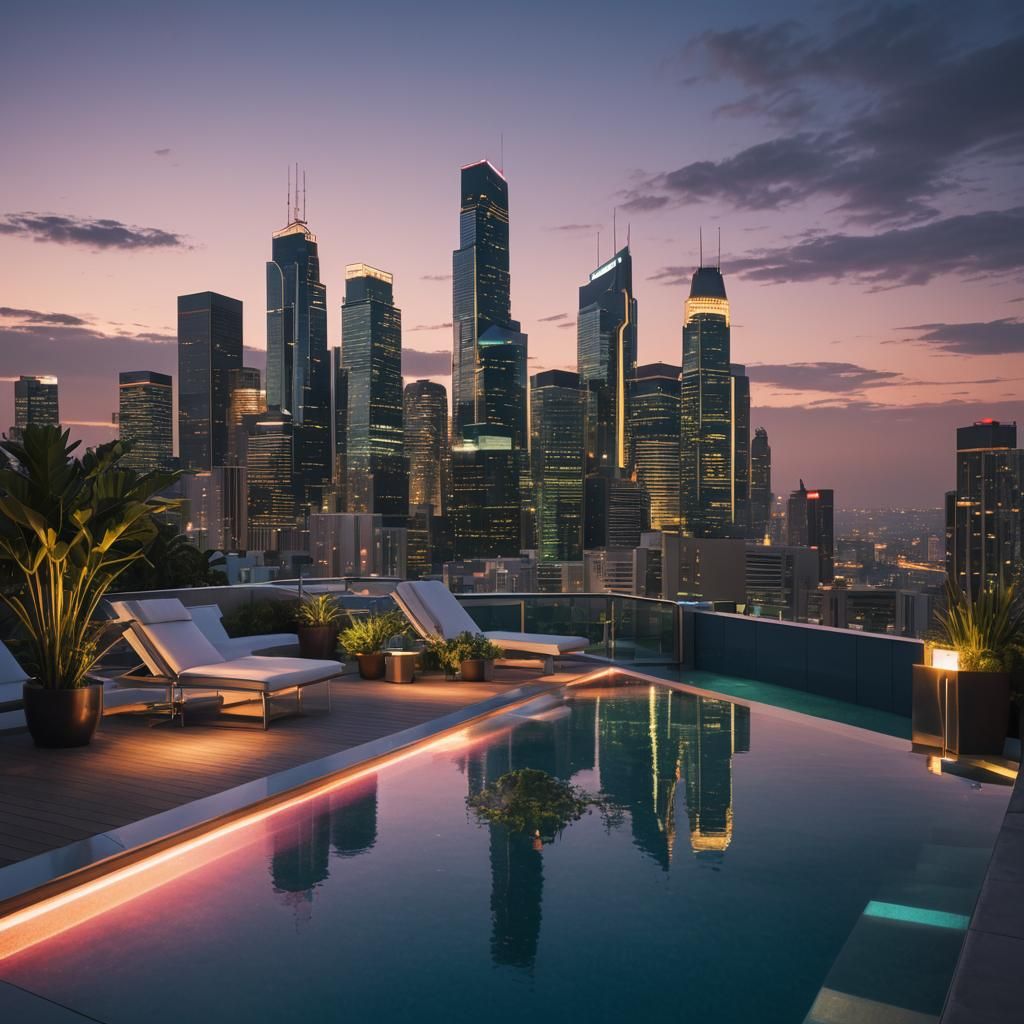 Futuristic Cityscape at Twilight: Architectural Photography