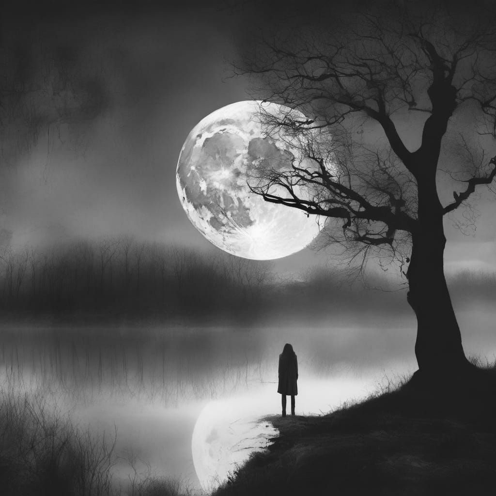 Surreal Moonlit Dance of Time and Tides