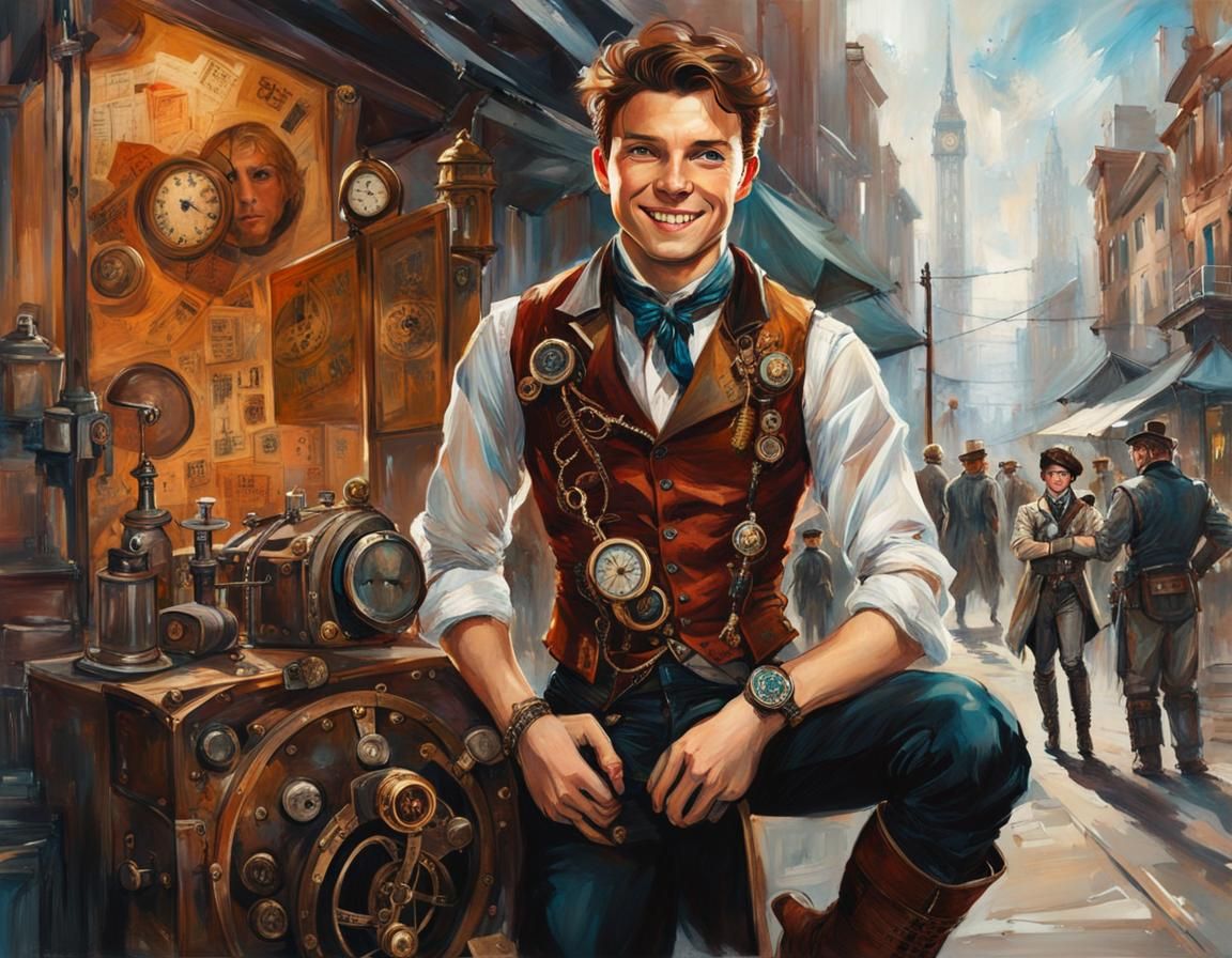 Tom Holland as a Steampunk Inventor 240706A