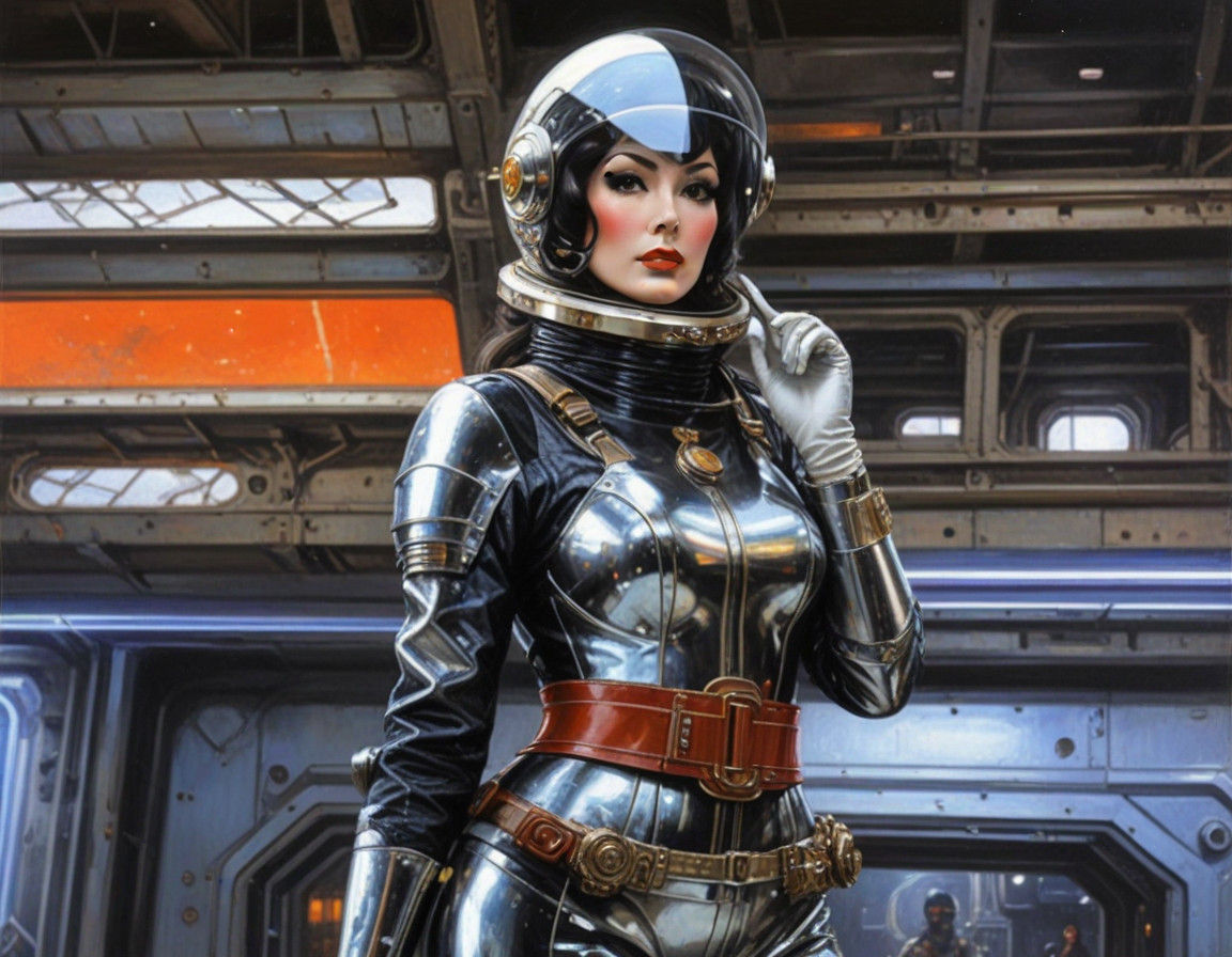 Retro Sci-Fi Pinup Beauty in Space