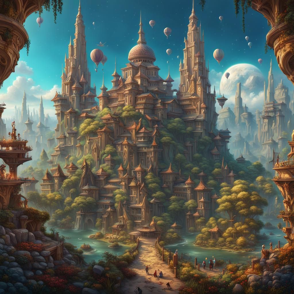 Utopian World: Detailed Intricate Fantasy Concept Art