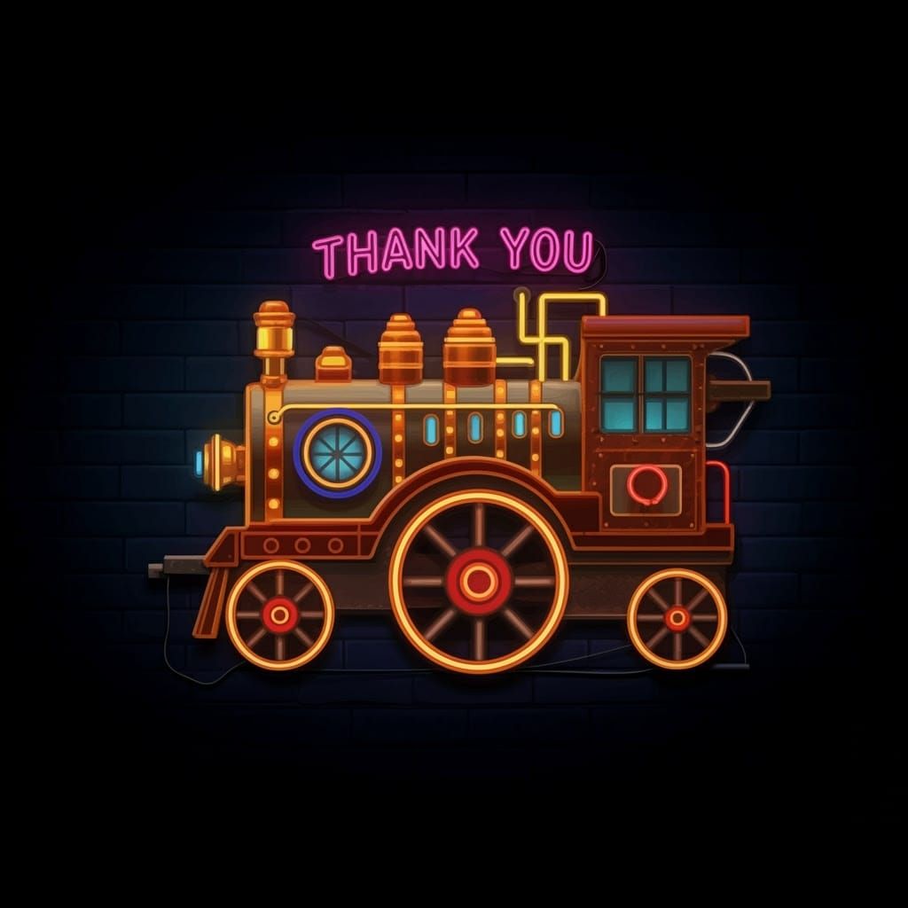 Neon Steampunk Sign in Elegant Gratitude