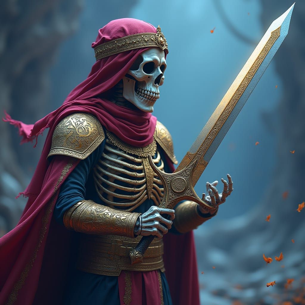 Arab Skeleton Warrior with Zulfiqar Sword