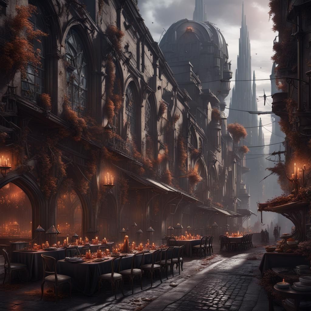 Gothic Feast in Dystopian Future City