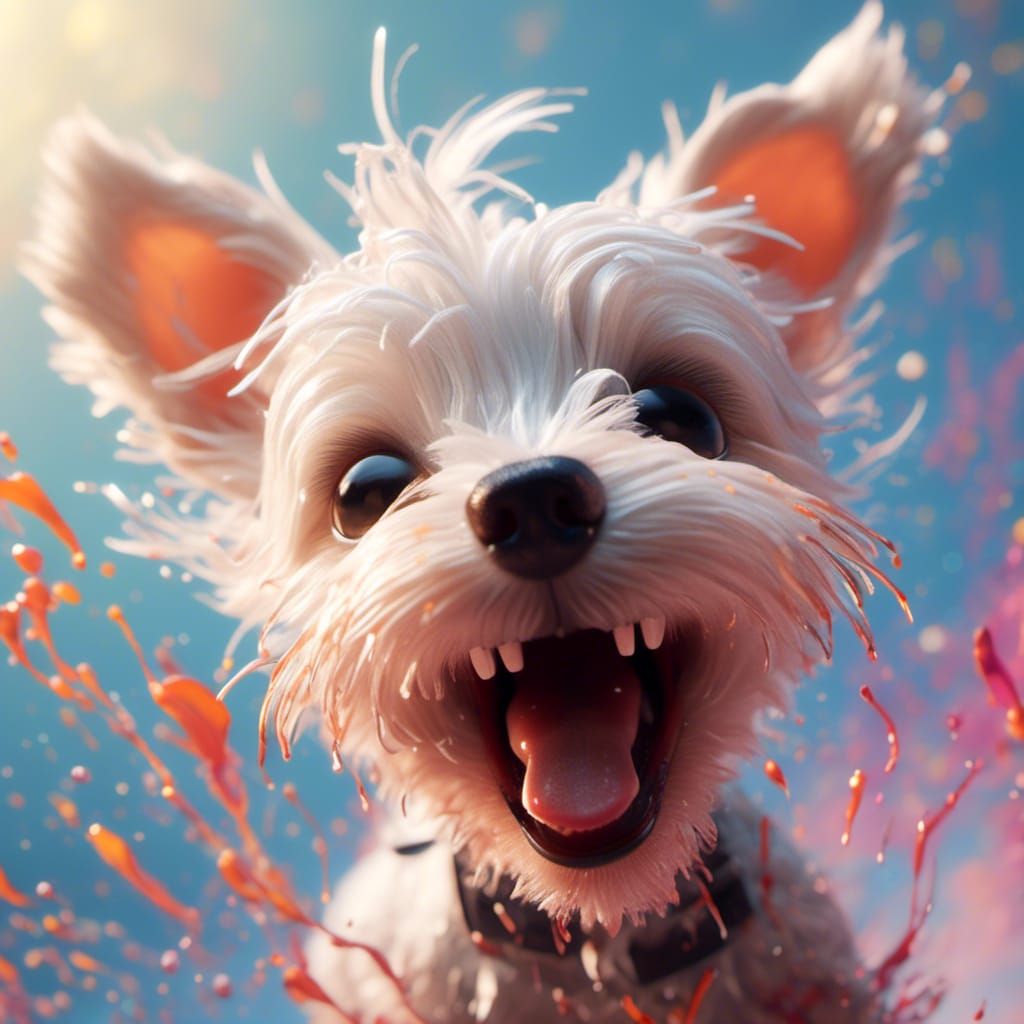 Hyperrealistic Baby Terrier Running and Laughing