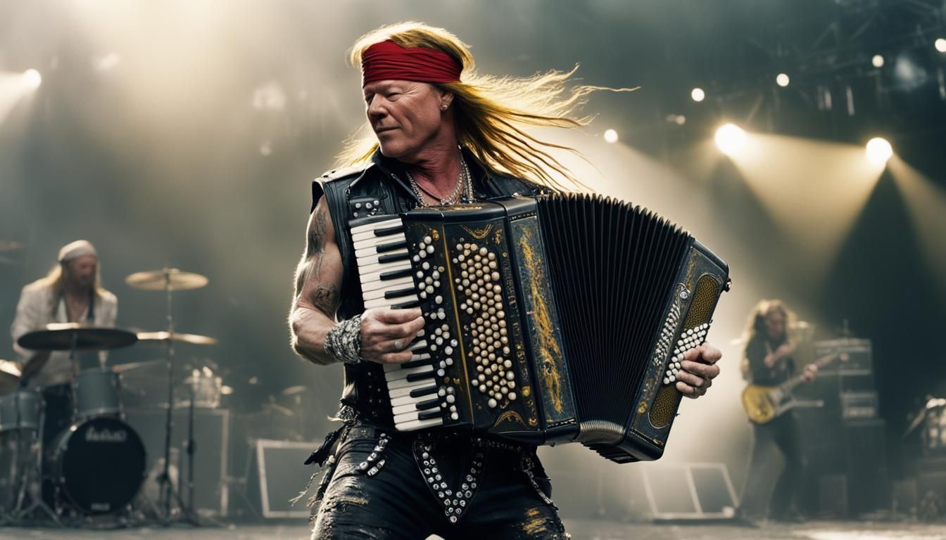 Axl Rose Plays Accordion: Hyperrealistic Matte Painting