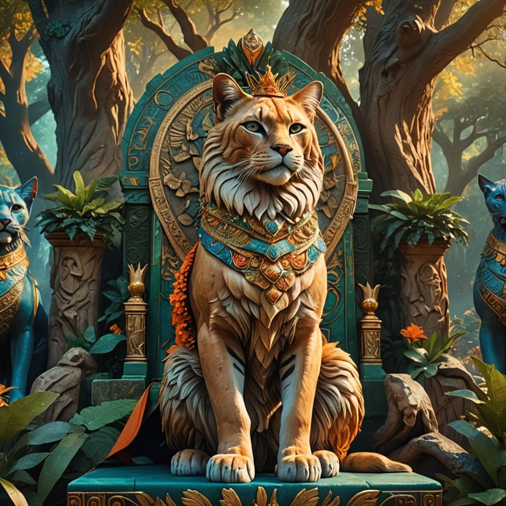 Ginger Cat King in Enchanted Forest