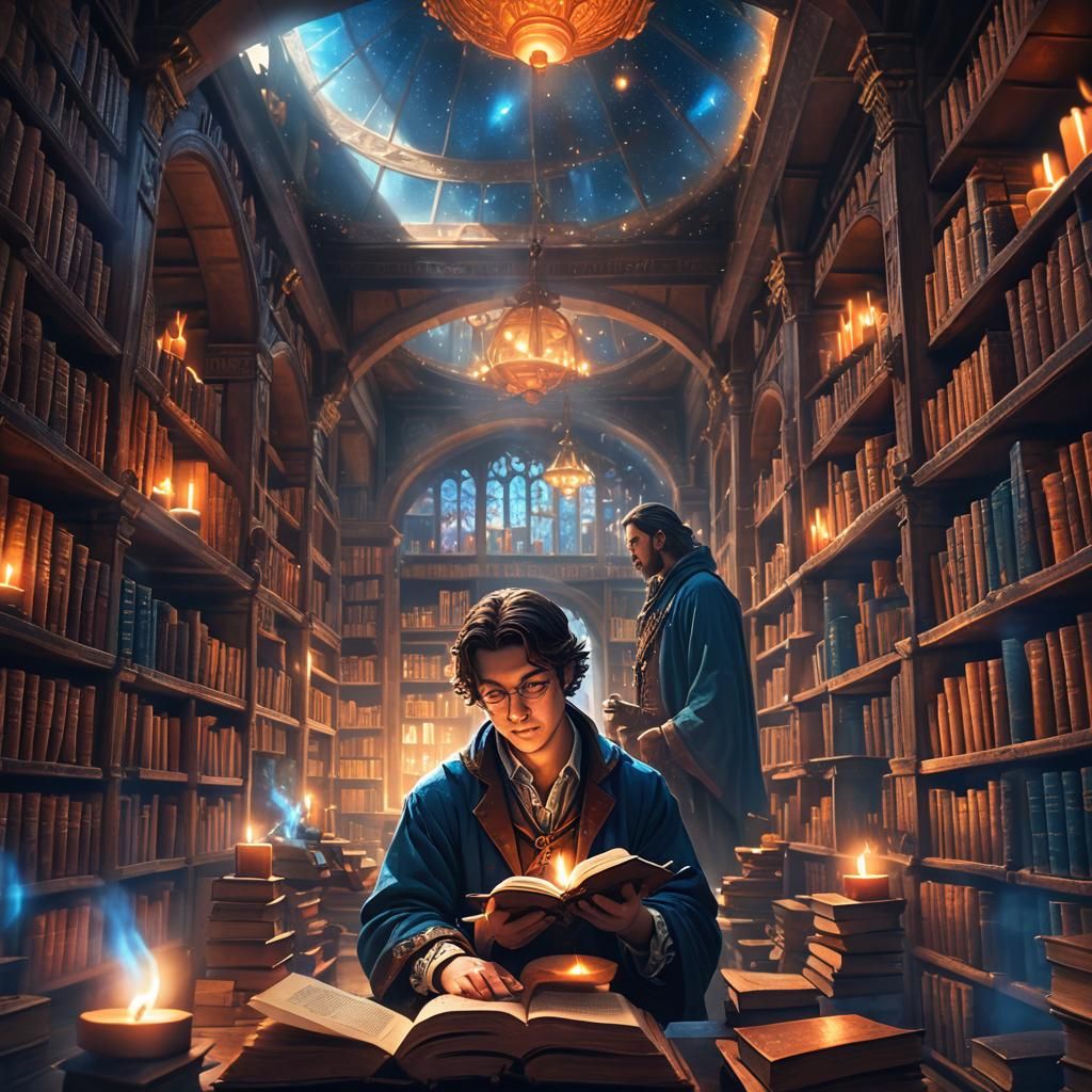 Mystical Library Study in Fantasy Concept Art