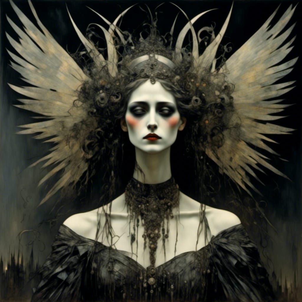 Luminous Angel with Ornate Dress and Wings