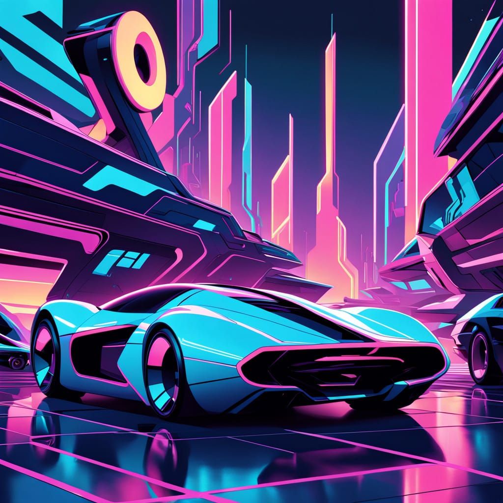 Futuristic Neon Number Six in Retro Sci-Fi Style