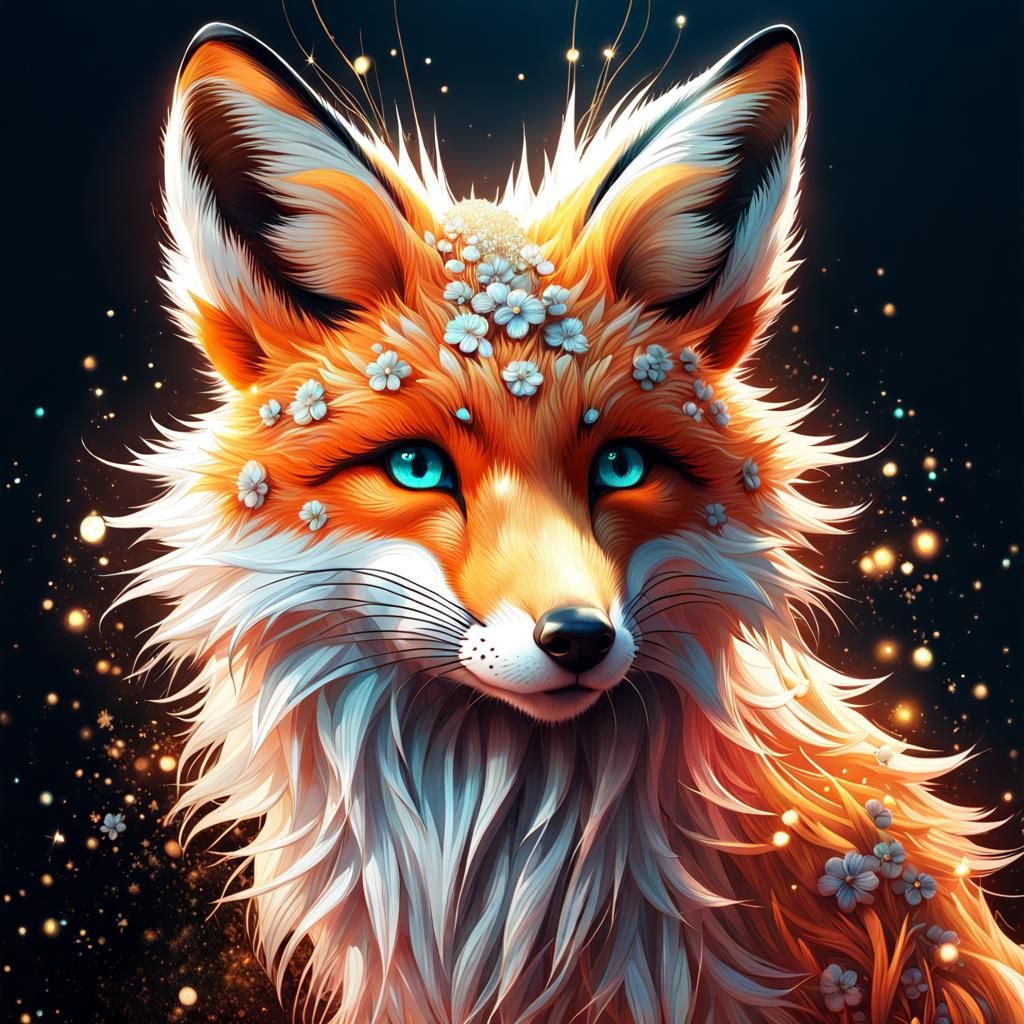Radiant 3D Fox with Glittering Fur